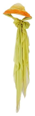 AUDREY HEPBURN | "FUNNY FACE" "JO STOCKTON" WIDE-BRIM STRAW HAT WITH TRI-COLOR GATHERED CHIFFON | Julien’s