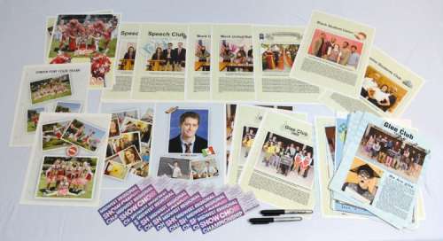 Lot 118 - New Directions Glee Club WMHS yearbook related pages and prop lot.