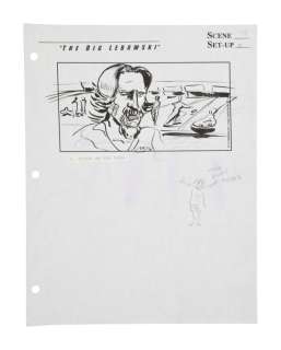 The Big Lebowski | One Page, Scene 78 / Set-Up 2 | "Final Bowling Alley Scene" Original Storyboard | Julien’s