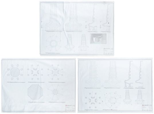 Lot 189 - John Carter (of Mars) Set of Three Ancient Martian Building Blueprints. [Hollywood: Walt Disney | Potter & Potter