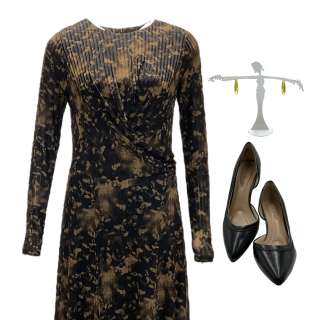 Lot ? - American Fiction Ailene’s Jenn Harris Long Sleeve Dress, Earrings & Heels | VIP Fan Auctions