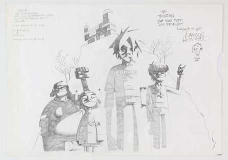 Jamie Hewlett (British, b 1968) Original pencil drawing on paper of the English virtual band… | Ewbank’s