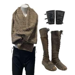 Lot #233: Vikings Valhalla Leif Eriksson (Sam Corlett) Screen Worn Cowl, Trousers, Boots & Cuffs Ss 1, 3