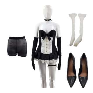 Saltburn Annabel (Sadie Soverall) Screen Worn Stiletto Heels, Shorts, Stockings, Gloves, Garter, Choker, Corset & Skirt Ch 8 Sc 37 | VIP Fan Auctions