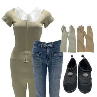 Road House Ellie Screen Worn Suit, Jeans, Gloves Set & Slip On Water Shoes Ch 5 | VIP Fan Auctions