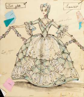 A costume design sketch by Renie from "The Iron Mask" | Bonhams