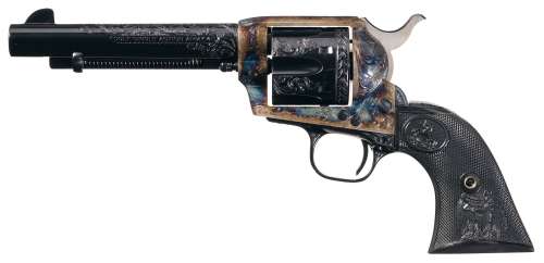 The Hateful Eight - Lot #1699 - The Hateful Eight Movie Factory Engraved Colt 3rd Gen SAA - Well-Documented Famed Hollywood Actor Samuel L. Jackson Special Order Factory Engraved Colt Third Generation Single Action Army Revolver for the Movie "The Hateful Eight" Presented to Famous Co-Star Bruce Dern with Factory Letter