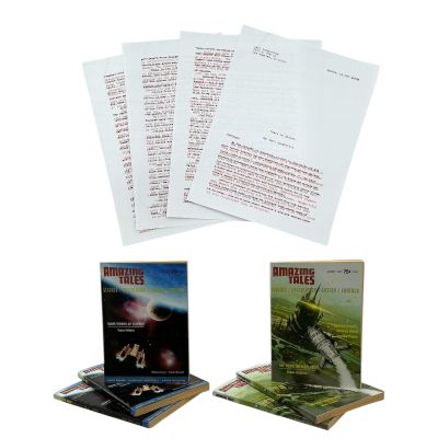 Lot 52: Mythic Quest Backstory Screen Used Manuscripts & (6) Amazing Tales Books Ep 206 | VIP Fan Auctions