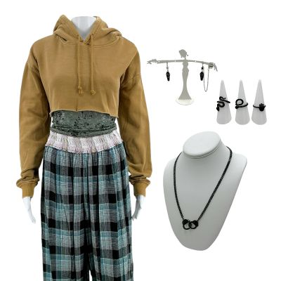 Lot 51: Mercy Britt Raven Screen Worn Hoodie, Shirts, Pants, Necklace, Earrings & (3) Rings Ch 5 Sc Multiple | VIP Fan Auctions