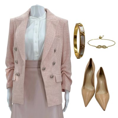 Relationship Goals Brenda Phelps Screen Worn Blazer, Blouse, Skirt, (2) Bracelets & Heels Ch 3 Sc Multiple | VIP Fan Auctions