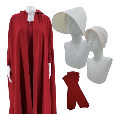Lot 32: The Handmaid’s Tale Background Screen Worn Cloak, Dress, (2) Bonnets & Sleevelets Ss Multiple | VIP Fan Auctions