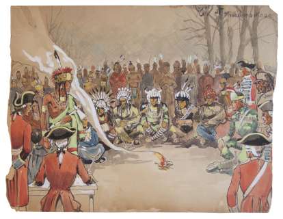 Conceptual Art From the 1940 Film ’’Northwest Passage’’ -- Showing a Native American Tribe Meeting With the British Army | Nate Sanders
