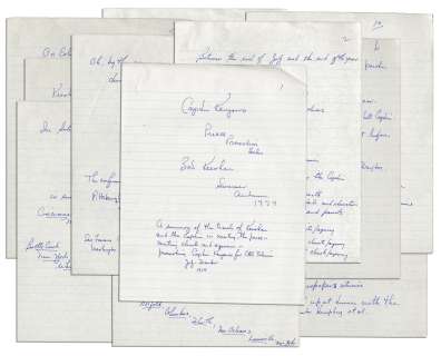 Handwritten Document Chronicling Bob Keeshan’s Appearances Promoting ’’Captain Kangaroo’’ in 1974 -- From the Bob Keeshan Estate | Nate Sanders