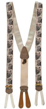 Lot 1313 - Charlie Sheen "Bud Fox" signed suspenders from Wall Street.