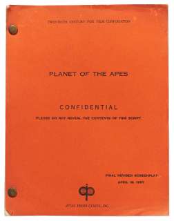 Original 1967 Screenplay for ’’Planet of the Apes’’ | Nate Sanders