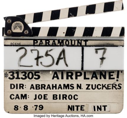 Airplane! (Paramount, 1980), Production Clapperboard with Unique Director Credit. | Heritage