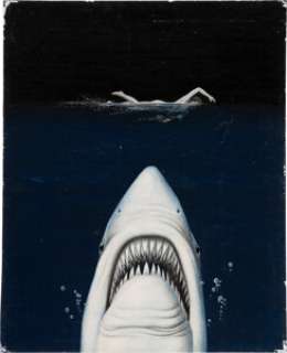 Jaws (Pan, 1974) Original Final Book Cover Artwork by John Holmes. | Heritage