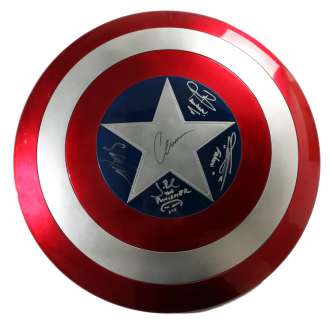 Captain America Hasbro Marvel Legends Prop Replica Shield Signed by Chris Evans, Sebastian Stan, Anthony Mackie, Jeremy Renner, & Jon Bernthal