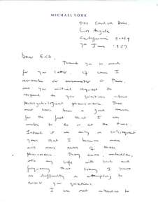 Michael York - Michael York (acteur) • 2 lettres manuscrites (7 pages + 1 page) + les 2 enveloppes correspondant - 1984 | Catawiki