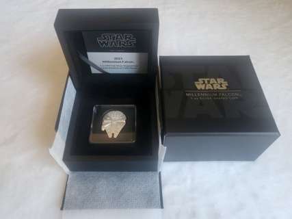 Star Wars - 2021 Niue .999 Silver Star Wars 1OZ Millennium Falcon Shaped Coin In Box COA NEW | Catawiki