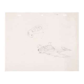 BATMAN (1989) - Lot 717 - Derek Meddings Hand-drawn Pencil Concept Sketch for the Batwing