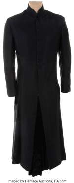 Keanu Reeves "Neo" signature Cassock fighting coat from The Matrix: Reloaded and The Matrix: Revolutions....