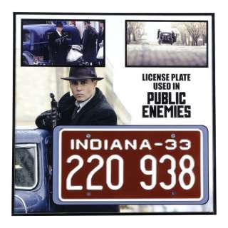 PUBLIC ENEMIES (2009) - Lot #1488 : Framed Indiana 1933 License Plate