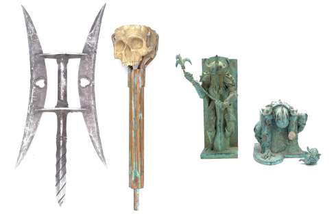 MORTAL KOMBAT /MORTAL KOMBAT: ANNIHILATION (1997) - Spear Tip, Two Maquettes, and Skull Torch
