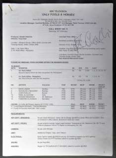 Lot 136 - ONLY FOOLS & HORSES - STRANGERS ON THE SHORE - CHALLIS‘ CALL SHEET
