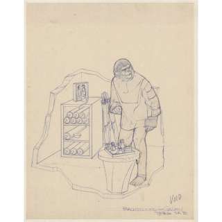 Pair of Production Drawings of Galen for Planet of the Apes Addar Model Kit | Blacksparrow