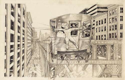 Lot 824 - Alex Tavoularis concept sketch for Spider-Man 2.