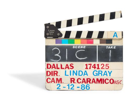 Linda Gray | 1986 “Dallas” Clapperboard for First Episode Directed by Gray | Julien’s