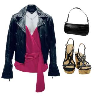 Linda Rachael Markarian Screen Worn Zip-Front Jacket, Sleeveless Shirt, Clutch Purse & Open-Toe, High Heel Shoes Ch 1 Sc 15 | VIP Fan Auctions