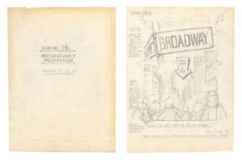 Lot 956 - The Muppets Take Manhattan | Scene 13 Broadway Montage Storyboard Illustrations