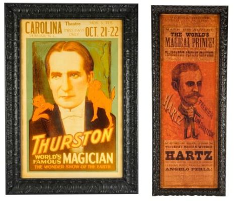 THE HOUSE WITH A CLOCK IN ITS WALLS (2018) - Lot #807 : Isaac Izard‘s (Kyle MacLachlan) Pair of Framed "Hartz" and "Thurston" Magician Posters