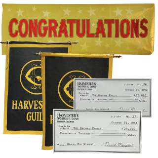 Dark Harvest Scrolls, Banner, Harvester’s checks 1962 & Harvester’s checks 1963 | VIP Fan Auctions