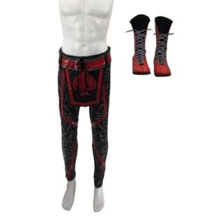 Lot #238: Heels Ace Spade Alexander Ludwig Screen Worn Wrestling Boots & Wrestling Tights Ch 6a, 1 Sc 40, A2 Ep 201