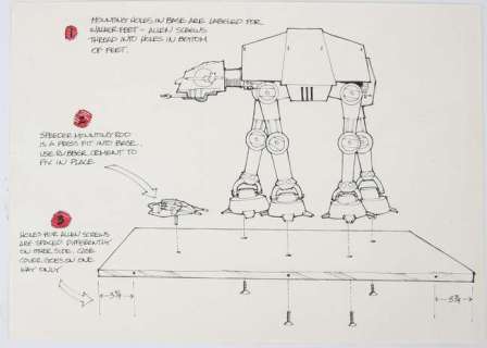 Star Wars Episode V The Empire Strikes Back. Hand drawn AT-AT and Snowspeeder production drawing.… | Ewbank’s