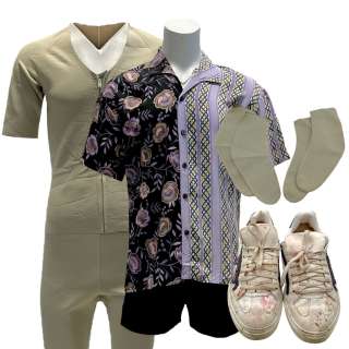Lot #39: Road House Knox Screen Worn Button-Up Shirt, Shorts, Wetsuit W/Booties & Sneakers Ch 3