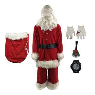 Novocaine Simon (Ray Nicholson) Screen Worn Santa Costume Top, Bottom, Belt, Gloves, Beard, Wig, & Bag Ch 2, 2a | VIP Fan Auctions