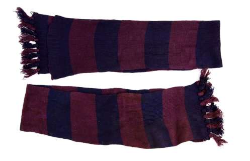 Doctor Who - Slyvester McCoy (7th Doctor) knitted blue and mauve regeneration scarf from Time and th | Ewbank’s