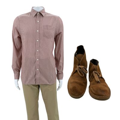 Lot 63: Eternity Larry (Miles Teller) Screen Worn Shirt, Boots & Pants Ch Multiple Sc Multiple | VIP Fan Auctions