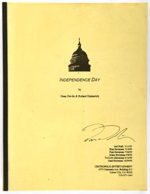 Lot 6398 - Independence Day (1996) Original Production Script, Signed by American screenwriter and film… | Ewbank’s