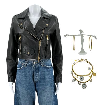 Lot 128: Relationship Goals Treese Moore Screen Worn All Saints Jacket, Agolde Jeans, Bracelet & Earrings Ch 7 Sc 35 | VIP Fan Auctions