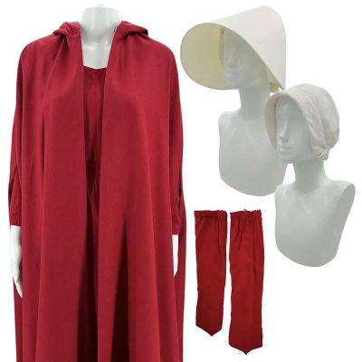 Lot #131: The Handmaid’s Tale Background Handmaid Screen Worn Cloak, Dress, (2) Bonnets & Sleevelets Ss Multiple