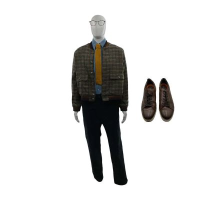 Lot 61: The Sheep Detectives Elliot Mathews Screen Worn Photo Double Button-Up Shirt, Jacket, Chinos, Glasses, Tie & Trainers Ch 1 Sc 27a | VIP Fan Auctions
