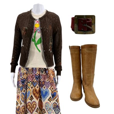 Poker Face Season 2 Amber (Cynthia Erivo) Screen Worn Cardigan, T-Shirt, Skirt, Belt & Boots Ch 1, 3 Sc 1-6, 11 Pt 1 Ep 201 | VIP Fan Auctions