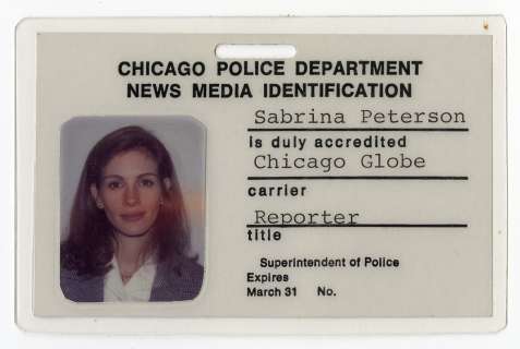 Julia Roberts "I Love Trouble" Screen Used Prop Press Badge | Gotta Have Rock and Roll