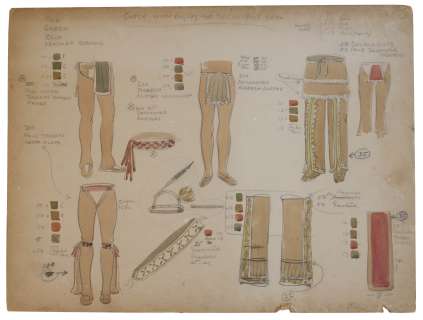 Sketch of Native American Costumes From the 1940 Film ’’Northwest Passage’’ | Nate Sanders