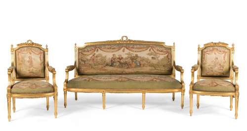 The Crown | A French giltwood salon suite, in the Louis XVI styleFirst seen in Season 2, in the corridor to the Audience Room set (7) | Bonhams